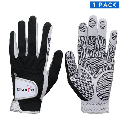 Csomag 1 db Efunist golfkesztyű férfi bal kézen hordott zöld fekete 3D teljesítményű hálós csúszásmentes mikroszálas csepp hajó