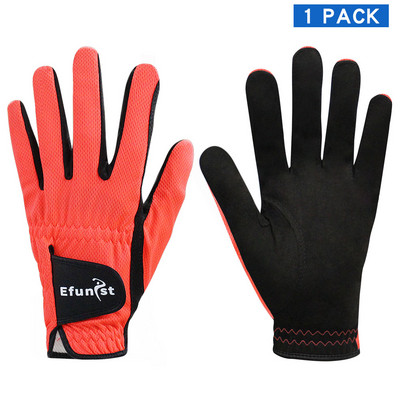 Csomag 1 db Efunist golfkesztyű férfi bal kézen hordott zöld fekete 3D teljesítményű hálós csúszásmentes mikroszálas csepp hajó