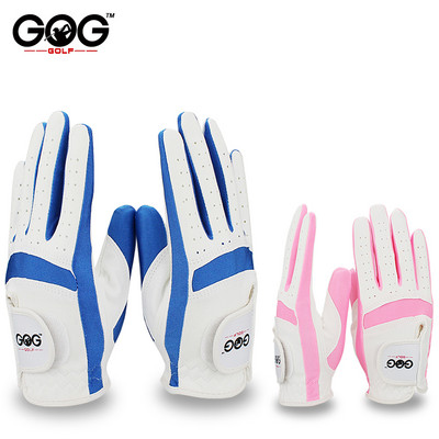 Pack 1 Pair Golf Gloves Kids Microfiber Cloth Breathable Anti-Slipping Gloves Blue Pink Left Hand Right Hand