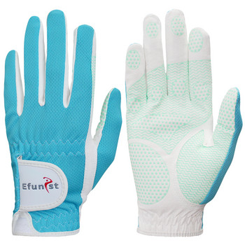 Опаковка 1 чифт ръкавици за голф Дамски ръкавици за лява и дясна ръка Дишаща микро материя Хладна с противоплъзгащи гранули Дамска ръкавица за голф Розово синьо