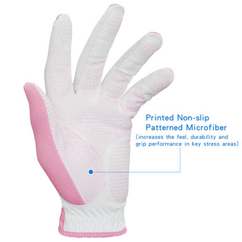 Πακέτο 1 Ζεύγος Γυναικεία Γάντια Γκολφ Αριστερό Δεξί Χέρι Αναπνεύσιμο Ύφασμα Micro Cool με αντιολισθητικούς κόκκους Γυναικείο γάντι Golf ροζ μπλε
