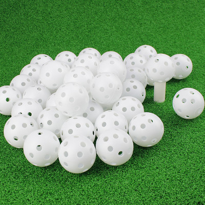 24 vnt. / maišelis 42 mm oro srauto plastikiniai perforuoti spalvoti golfo kamuoliai vidaus treniruotėms