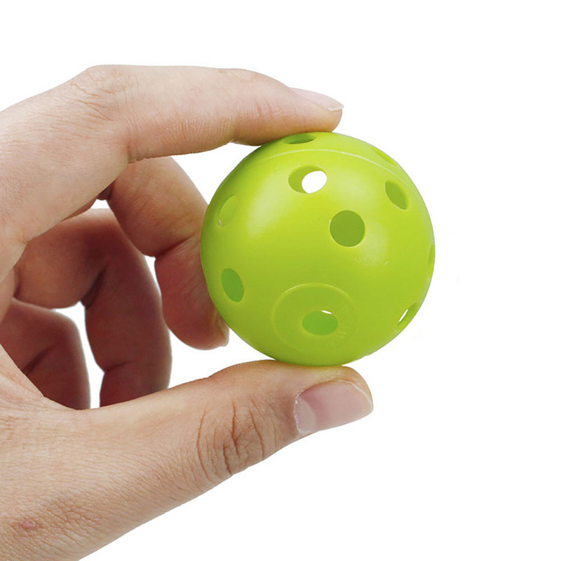 24 vnt. / maišelis 42 mm oro srauto plastikiniai perforuoti spalvoti golfo kamuoliai vidaus treniruotėms