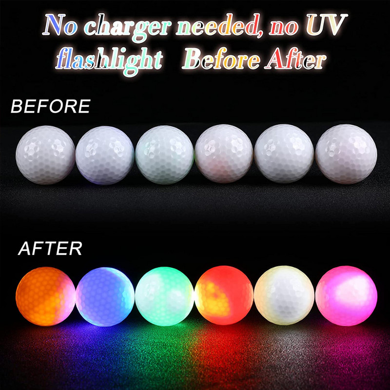 1-osalised LED-valgustusega golfipallid helendavad pimedas öös vilkuvad golfipallid mitmevärvilised treeninggolfi harjutuspallid kingitused