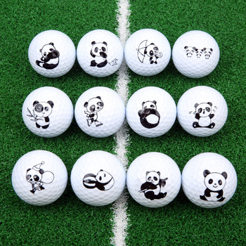 1 бр. Сладка анимационна топка за голф Panda Двуслойна синтетична гума Тренировъчни топки за голф Подаръчни топки за игрище за голф и тренировка 42,67 мм