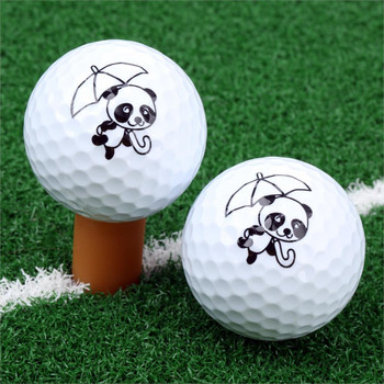 1 бр. Сладка анимационна топка за голф Panda Двуслойна синтетична гума Тренировъчни топки за голф Подаръчни топки за игрище за голф и тренировка 42,67 мм