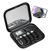 Κουτί αποθήκευσης προσαρμογέα καλωδίου φόρτισης πολλαπλών λειτουργιών 60W C καλώδιο μικρο δεδομένων σε καλώδιο μακιγιάζ C USB με θήκη τηλεφώνου Τύπος καθρέφτη W4A2