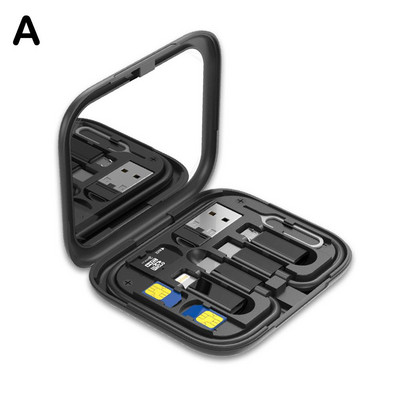 Κουτί αποθήκευσης προσαρμογέα καλωδίου φόρτισης πολλαπλών λειτουργιών 60W C καλώδιο μικρο δεδομένων σε καλώδιο μακιγιάζ C USB με θήκη τηλεφώνου Τύπος καθρέφτη W4A2