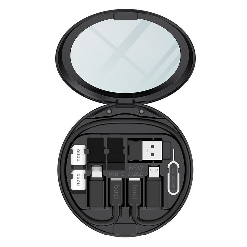 BUDI 11 In 1 Πολυλειτουργικό Αξεσουάρ Κινητού Τηλεφώνου Κουτί Μακιγιάζ Καθρέφτης Τηλέφωνο Πολλαπλών λειτουργιών Έξυπνος Προσαρμογέας Αποθήκευση κάρτας