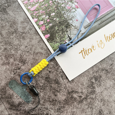 Mobiliojo telefono grandinės žiedo laidas raktams su riešo dirželiu Prabangus kabantis mobiliojo telefono laikiklis Kontrastingų spalvų virvinis raktų pakabukas