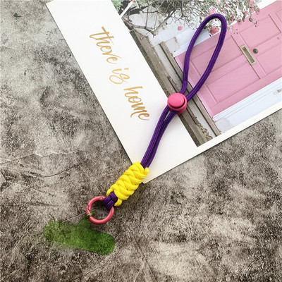 Mobiliojo telefono grandinės žiedo laidas raktams su riešo dirželiu Prabangus kabantis mobiliojo telefono laikiklis Kontrastingų spalvų virvinis raktų pakabukas