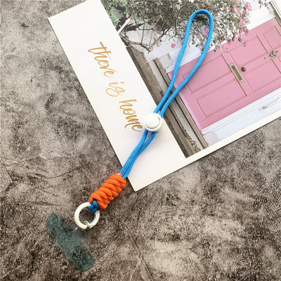 Mobiliojo telefono grandinės žiedo laidas raktams su riešo dirželiu Prabangus kabantis mobiliojo telefono laikiklis Kontrastingų spalvų virvinis raktų pakabukas