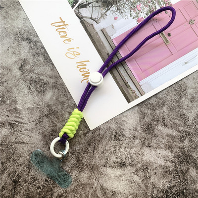 Mobiliojo telefono grandinės žiedo laidas raktams su riešo dirželiu Prabangus kabantis mobiliojo telefono laikiklis Kontrastingų spalvų virvinis raktų pakabukas