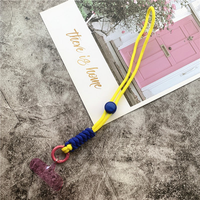 Mobiliojo telefono grandinės žiedo laidas raktams su riešo dirželiu Prabangus kabantis mobiliojo telefono laikiklis Kontrastingų spalvų virvinis raktų pakabukas