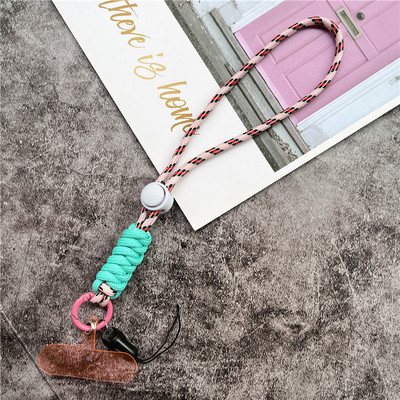 Mobiliojo telefono grandinės žiedo laidas raktams su riešo dirželiu Prabangus kabantis mobiliojo telefono laikiklis Kontrastingų spalvų virvinis raktų pakabukas