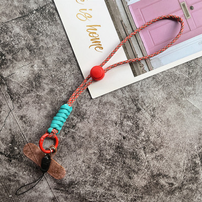 Mobiliojo telefono grandinės žiedo laidas raktams su riešo dirželiu Prabangus kabantis mobiliojo telefono laikiklis Kontrastingų spalvų virvinis raktų pakabukas