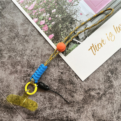 Mobiliojo telefono grandinės žiedo laidas raktams su riešo dirželiu Prabangus kabantis mobiliojo telefono laikiklis Kontrastingų spalvų virvinis raktų pakabukas