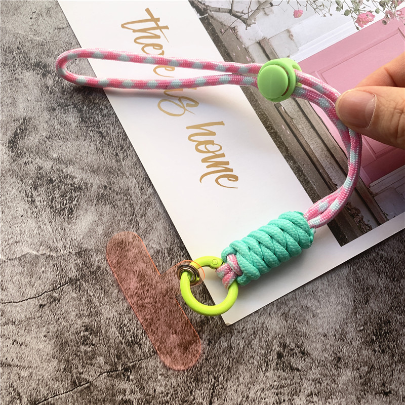 Mobiliojo telefono grandinės žiedo laidas raktams su riešo dirželiu Prabangus kabantis mobiliojo telefono laikiklis Kontrastingų spalvų virvinis raktų pakabukas