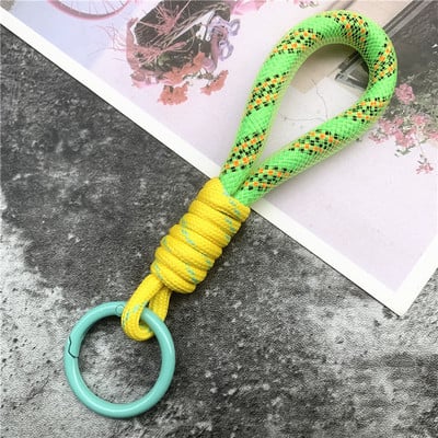 Връзка Флуоресцентна цветна каишка за телефон Мрежа Landyard за чанти Плетени ленти Ключодържател Висящи панталони Аксесоари Ключодържател