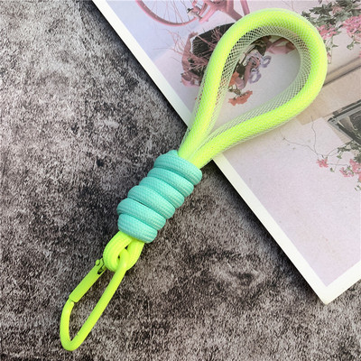 Връзка Флуоресцентна цветна каишка за телефон Мрежа Landyard за чанти Плетени ленти Ключодържател Висящи панталони Аксесоари Ключодържател