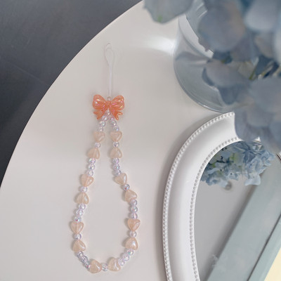 Madinga širdelės karoliukais, perlų karoliukais su karoliukais, subtiliais dirželiais, apsaugančiais nuo praradimo mobiliojo telefono grandinėlė moterims, žavingi papuošalų priedai