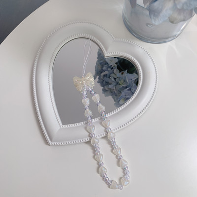 Madinga širdelės karoliukais, perlų karoliukais su karoliukais, subtiliais dirželiais, apsaugančiais nuo praradimo mobiliojo telefono grandinėlė moterims, žavingi papuošalų priedai