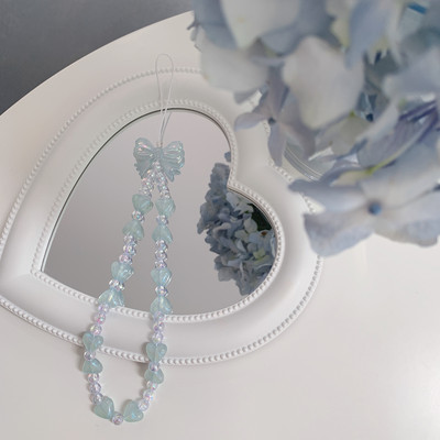 Madinga širdelės karoliukais, perlų karoliukais su karoliukais, subtiliais dirželiais, apsaugančiais nuo praradimo mobiliojo telefono grandinėlė moterims, žavingi papuošalų priedai