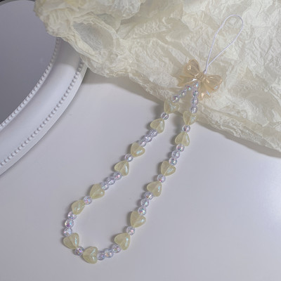 Madinga širdelės karoliukais, perlų karoliukais su karoliukais, subtiliais dirželiais, apsaugančiais nuo praradimo mobiliojo telefono grandinėlė moterims, žavingi papuošalų priedai