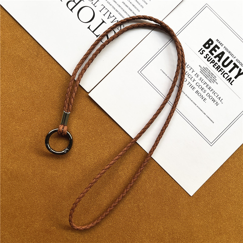 PU odinis raktų pakabukas, minkšta austa virvė Mobiliojo telefono kaklo dirželiai ID kortelės raktų pakabuko USB ženkliukų laikiklis pasidaryk pats Lariat