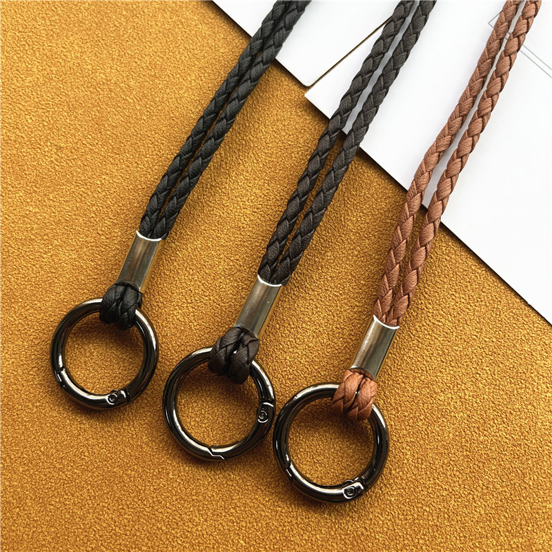 PU odinis raktų pakabukas, minkšta austa virvė Mobiliojo telefono kaklo dirželiai ID kortelės raktų pakabuko USB ženkliukų laikiklis pasidaryk pats Lariat
