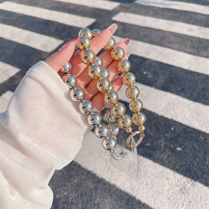 Prabangios dengtos karoliukais apyrankės telefono grandinėlės akrilo pakabukas skirtas iPhone 11 13 Pro Max Woman Auksiniai kabantys papuošalai nuo pametimo grandinės