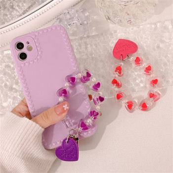Χαριτωμένο Crystal Love Heart Κρεμαστό δαχτυλίδι για κινητό τηλέφωνο Lanyard Strap Anti-Lost βραχιόλι για Iphone Αλυσίδα τηλεφώνου Samsung Keychain