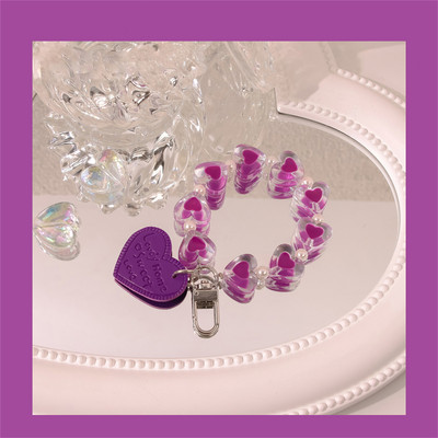 Висящ пръстен със сладко кристално любовно сърце за мобилен телефон, ремък за каишка против изгубване, гривна за Iphone, Samsung, ключодържател, телефонна верига