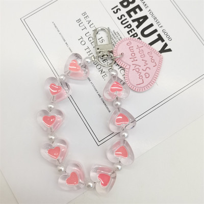 Висящ пръстен със сладко кристално любовно сърце за мобилен телефон, ремък за каишка против изгубване, гривна за Iphone, Samsung, ключодържател, телефонна верига