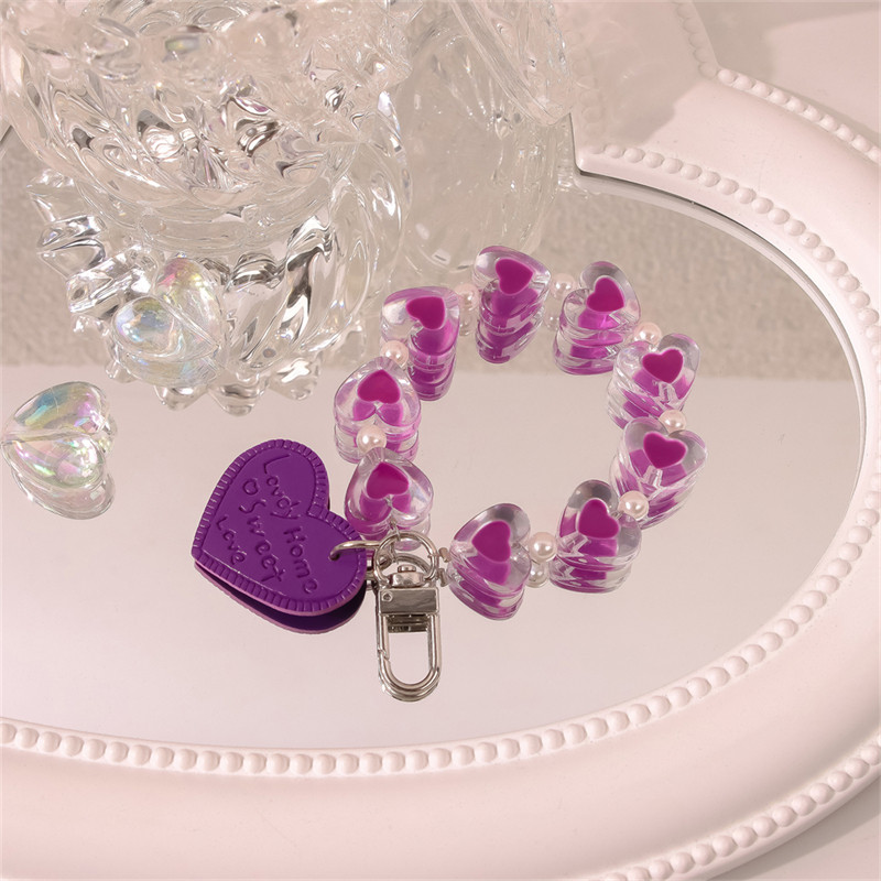 Висящ пръстен със сладко кристално любовно сърце за мобилен телефон, ремък за каишка против изгубване, гривна за Iphone, Samsung, ключодържател, телефонна верига