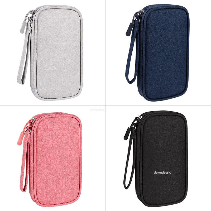 Преносима чанта за съхранение на Power Bank Калъф Зарядно Калъф за цифров кабел Слушалки Оксфорд плат Слушалки Държач за телефон за пътна чанта