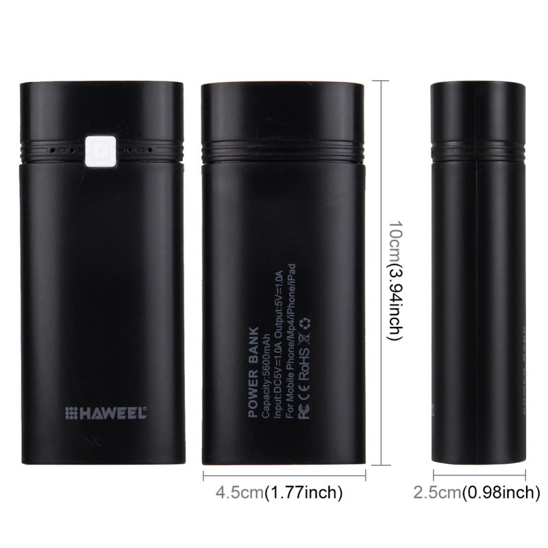 HAWEEL telefono maitinimo bloko dėžutė „pasidaryk pats“ 2 x 18650 baterijos 5600 mAh maitinimo bloko korpuso dėžutė su USB išvestimi ir indikatoriumi, , Baterija neįskaičiuota