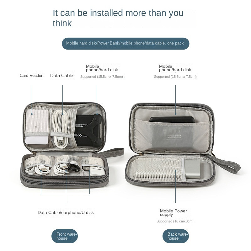 Nešiojamas laikymo krepšys, skirtas Power Bank skaitmeniniam kabelio dėklui, Oxford audinio ausinių telefono laikiklio dėklas kelioniniam krepšiui