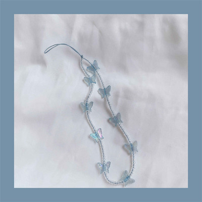 Сладки бонбонени цветове Кристално чиста верига Пеперуда с мъниста Мобилни телефони Държачи за каишка Връзка за IPhone Xiaomi Аксесоари за Samsung