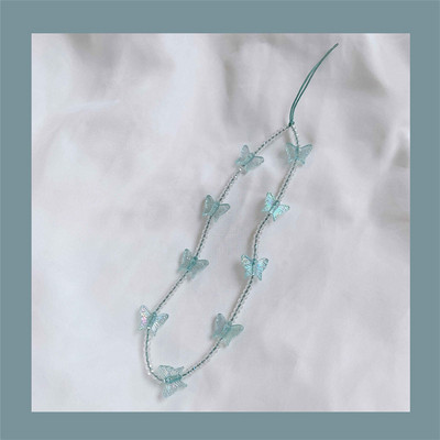 Сладки бонбонени цветове Кристално чиста верига Пеперуда с мъниста Мобилни телефони Държачи за каишка Връзка за IPhone Xiaomi Аксесоари за Samsung