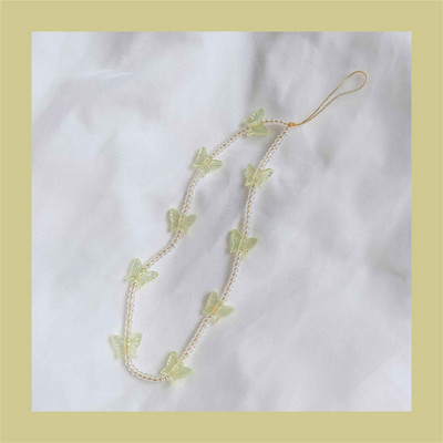 Сладки бонбонени цветове Кристално чиста верига Пеперуда с мъниста Мобилни телефони Държачи за каишка Връзка за IPhone Xiaomi Аксесоари за Samsung