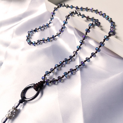 Mobiiltelefoni kaelapael rippuv kaela riputuskett Ripats Kristallhelmed käsitsi valmistatud Kaotsiminekuvastane köis iPhone`i rihma jaoks Eemaldatav