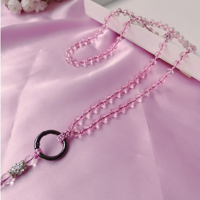 Mobiiltelefoni kaelapael rippuv kaela riputuskett Ripats Kristallhelmed käsitsi valmistatud Kaotsiminekuvastane köis iPhone`i rihma jaoks Eemaldatav