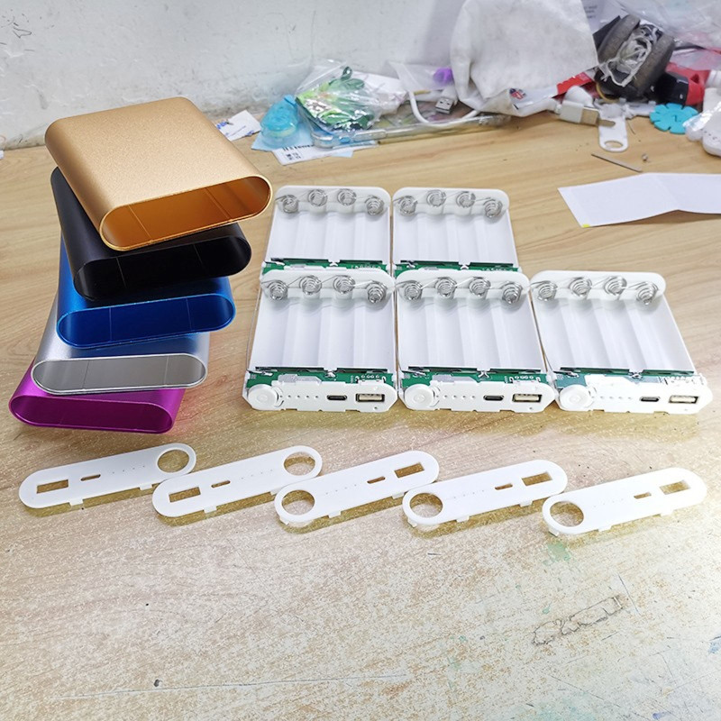 Метален тип C вход Направи си сам 5V 2A USB изход Power Bank Kit Кутия Кутия 4x 18650 зарядно устройство за батерии за мобилен мобилен телефон таблет H3CA