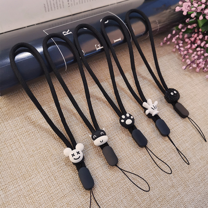 Обикновено ремък за мобилен телефон, ремък за камера, ключ, ключ, каишка за китка, ремък за ръка, черна котка, лапа, ремък за мобилен телефон, черно въже