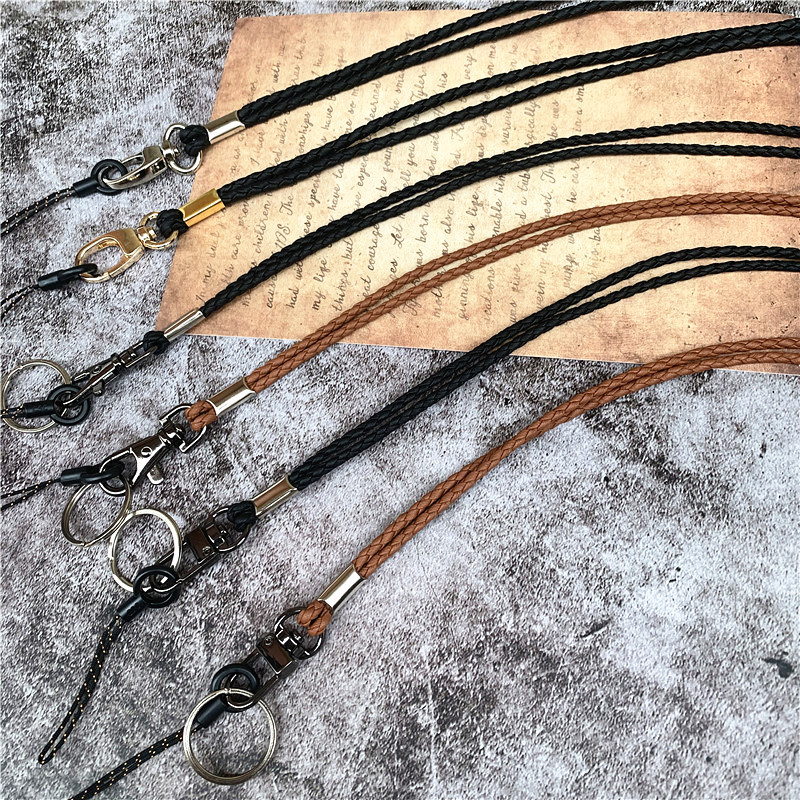 Naujo stiliaus pinti dirželiai raktams dirželiai Mobilūs raktų pakabukai kaklo dirželiai Aukštos kokybės odinė virvė Mobiliųjų telefonų grandinėlių dirželiai