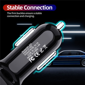 USLION 4 порта USB зареждане за кола 48W Quick 7A Mini Fast Charging за iPhone 11 Адаптер за зарядно за мобилен телефон Xiaomi Huawei в кола