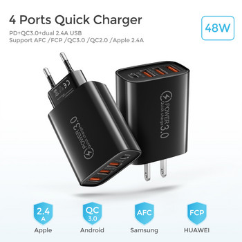 60W USB C зарядно Бързо зареждане Quick Charge 3.0 Зарядно устройство за мобилен телефон Тип C Адаптер за iPhone 14 13 Xiaomi 12 Samsung Huawei