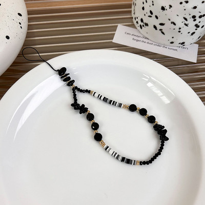 Šarm Srce Leptir Lanci za mobitele za žene Djevojke Telefonski šarm Remen Crni akrilni biserni užet Nakit Pokloni