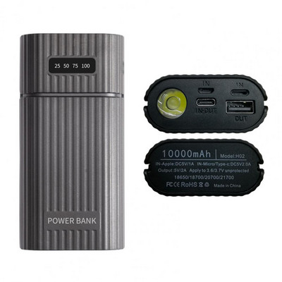 Калъф за захранваща банка за телефон Бързо зареждане без заваряване с дисплей за захранване 2 слота 18650 21700 Калъф за зарядно устройство Направи си сам Кутия